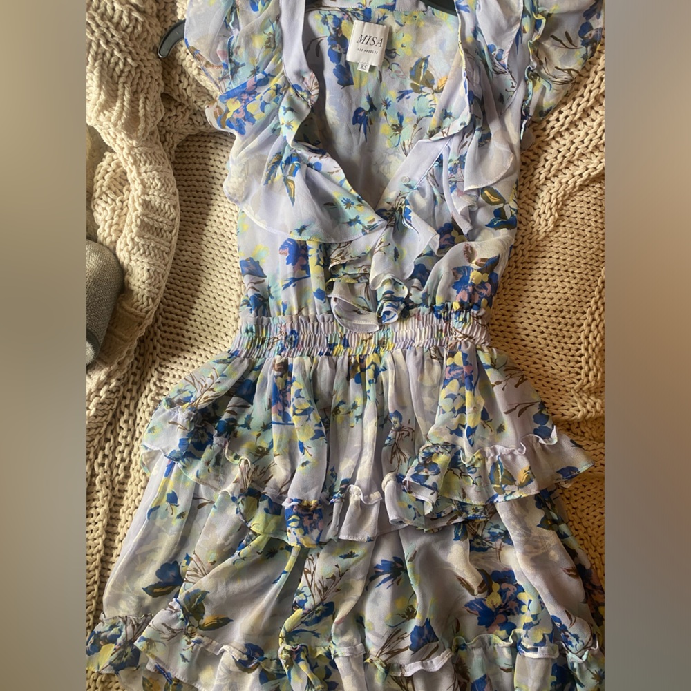 Misa Los Angeles Blue Floral Mini Dress XS